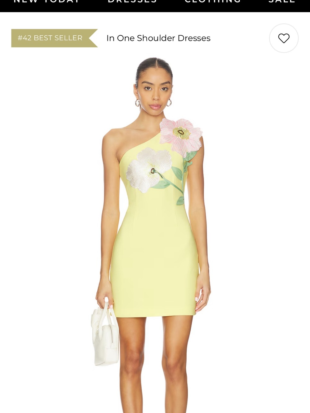 Elliatt Lemon One-Shoulder Floral Appliqué Dress